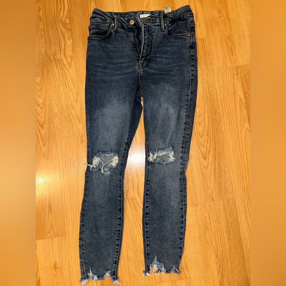 Good American Distressed Blue Jeans